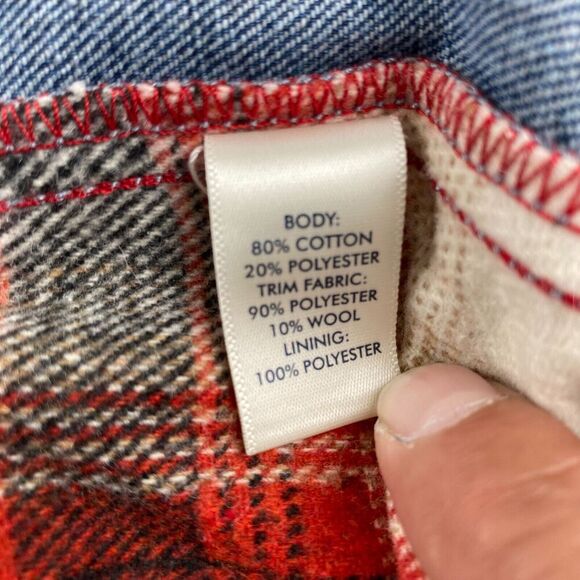 BKE Jacket‎ Women Sz XS Relaxed Jean and plaid flannel Boho Trucker outdoor Blue - Picture 5 of 15